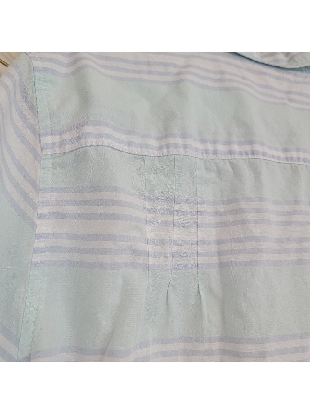 L.L. Bean Cotton Mint Green Light Blue Striped Button Down Shirt Size Large - Picture 9 of 11